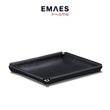 EMAES高级黑色梳妆台首饰化妆品桌面收纳托盘入户玄关钥匙收纳盒