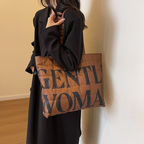 韩容量托特包ins洋气新款女士手提包跨境风潮GW帆布字母女包