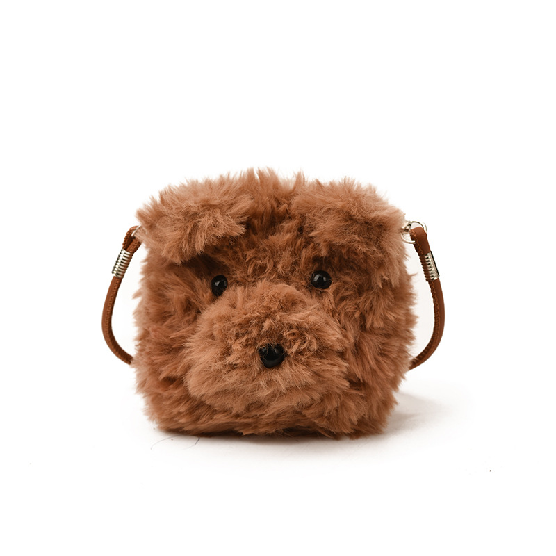 Hermoso y lindo oso de peluche, bolso de hombro para niños y niñas, mini bolso de bebé compacto, nuevo tipo de bolso de otoño y invierno para niños