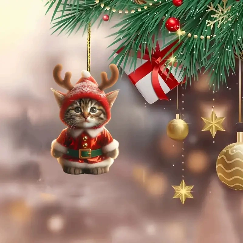 Творческий новый рождественский милый рог котенка праздник подвеска трансграничный акриловая плоская автомобильная зеркало заднего вида подвеска