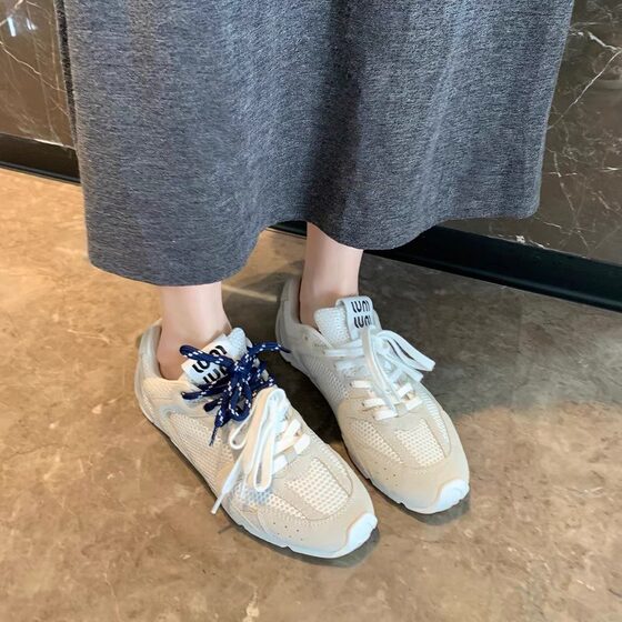 Grape Mom London College ~ Leather Lace-up Joker Breathable Casual Flat Forrest Gump Shoes Women's Sports Training Shoes