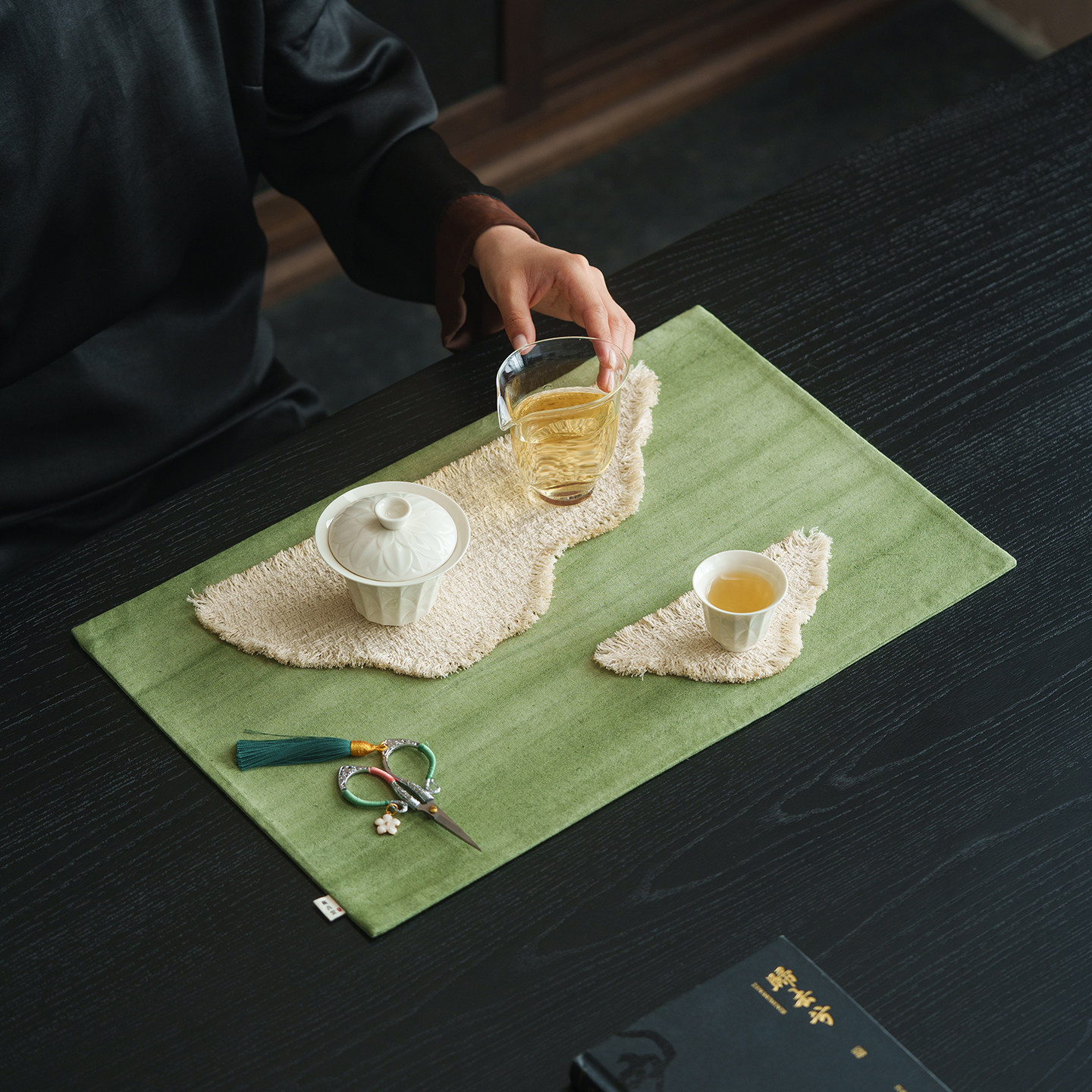 扎染文艺流苏干泡席棉麻茶席茶垫桌旗茶道配件茶桌垫复古禅意布垫