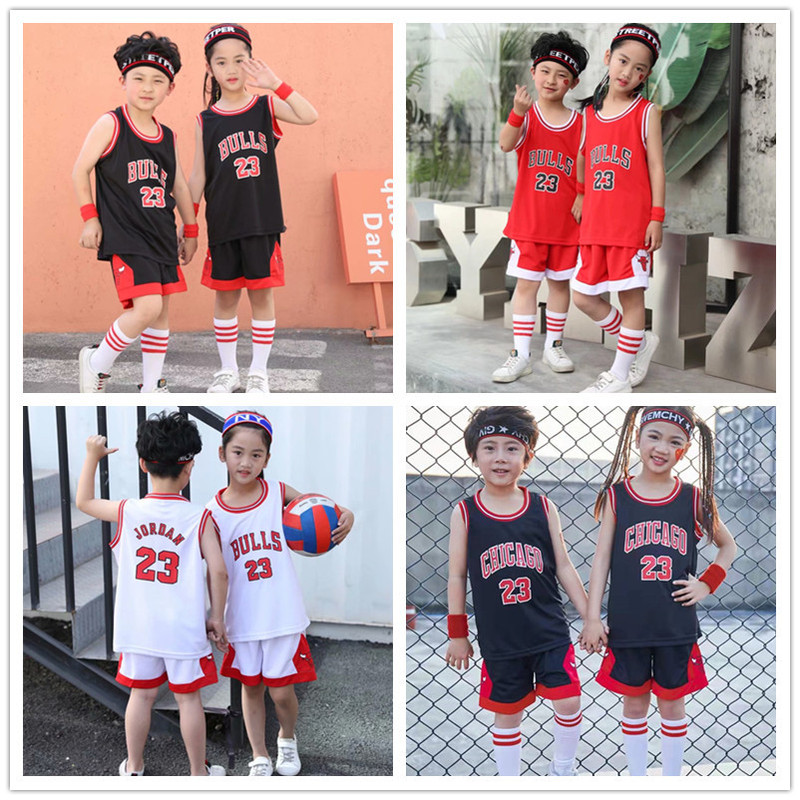 Wholesale children's wear Bulls 23 primary school students performance Jersey printing word children's basketball suit a generation of hair