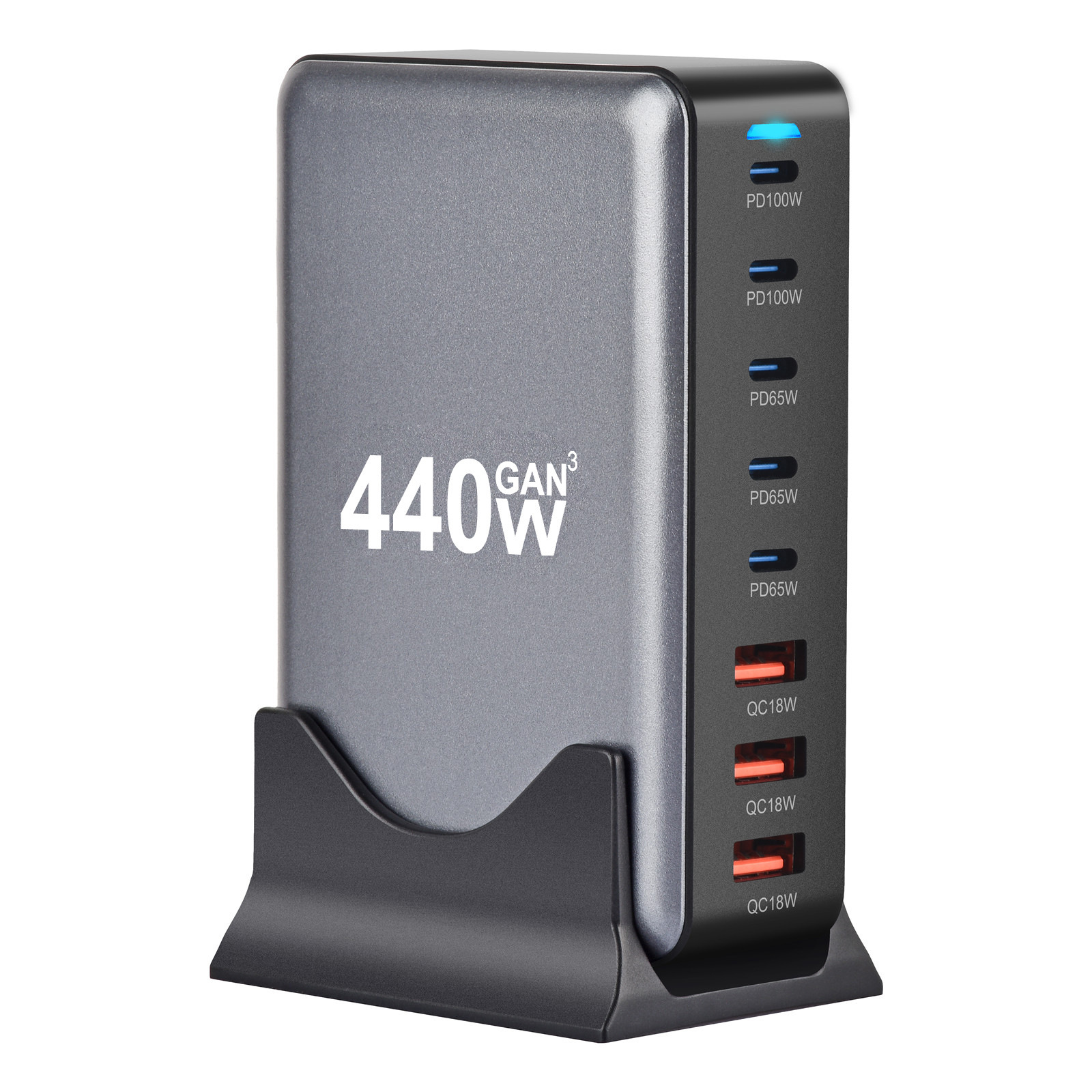 Çapraz Sınır 440W Masaüstü Şarj İstasyonu 440W Çok Portlu USB Çok Fonksiyonlu Hızlı Şarj 440W Nitrür Galyum Şarj Cihazı