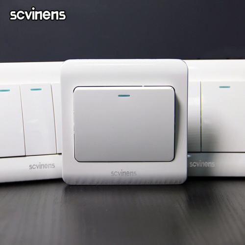 86-Type Flush-Mount White Single-Pole Switch Panel with Silver Dot, Single-Unit Wall Switch and Outlet—Wholesale