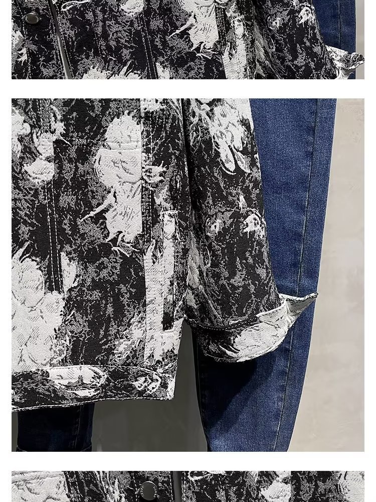 Men's clothing Autumn denim jacket with print personality casual jacket Hong Kong style handsome all match top autumn new jacket_voghion.com