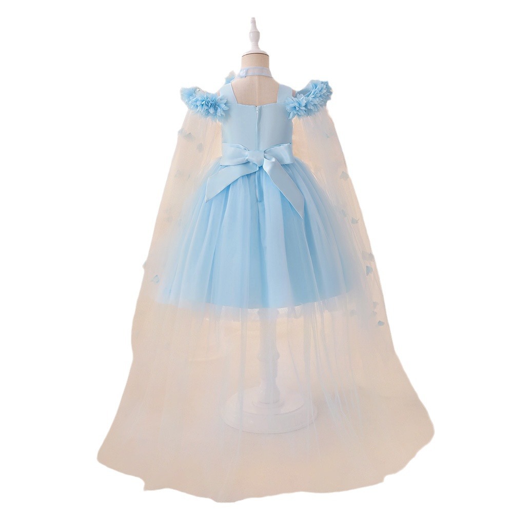 Europa y los Estados Unidos nuevos vestidos de vestidos de niños flores de cola capa de malla de ropa de flores de niños vestidos de princesa