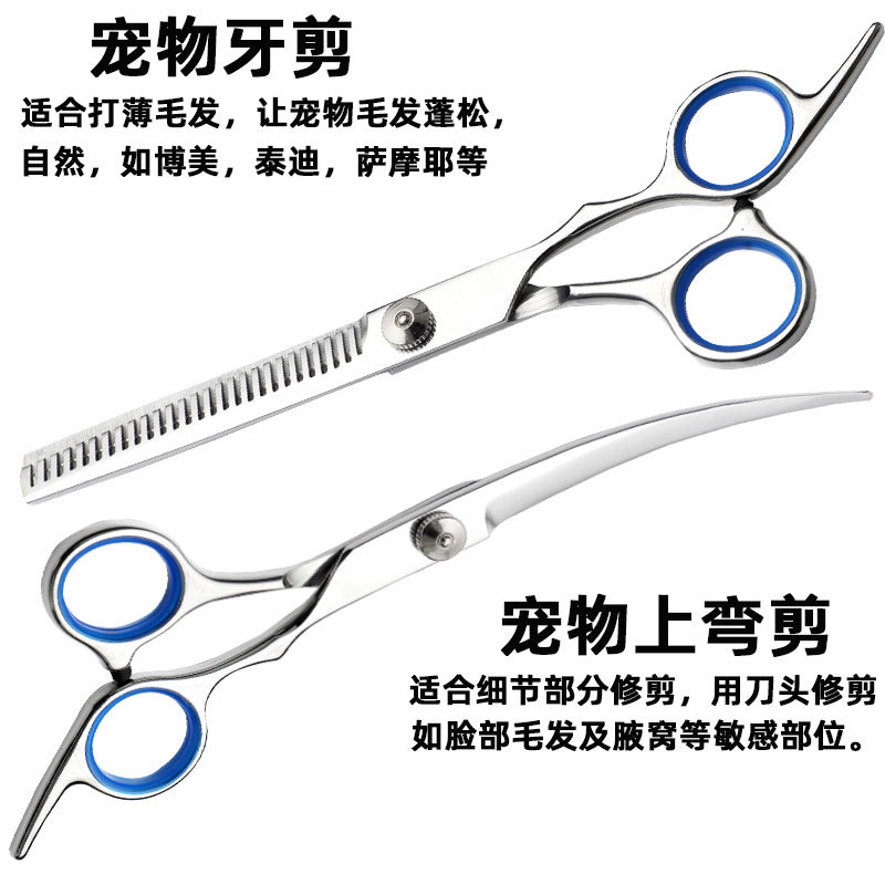 Tijeras para mascotas de acero inoxidable, tijeras de aseo de 6 pulgadas, tijeras profesionales para cortar el pelo de perros, tijeras curvas, juego de aseo