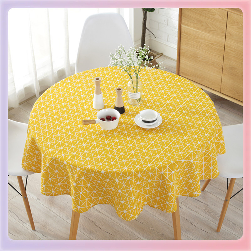 ✅Nordic polyester-cotton round tablecloth