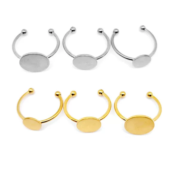 Stainless Steel Ring Base 18K Gold Color-Preserving Adjustable Open Ring Base Handmade DIY Blank Base Jewelry Accessories