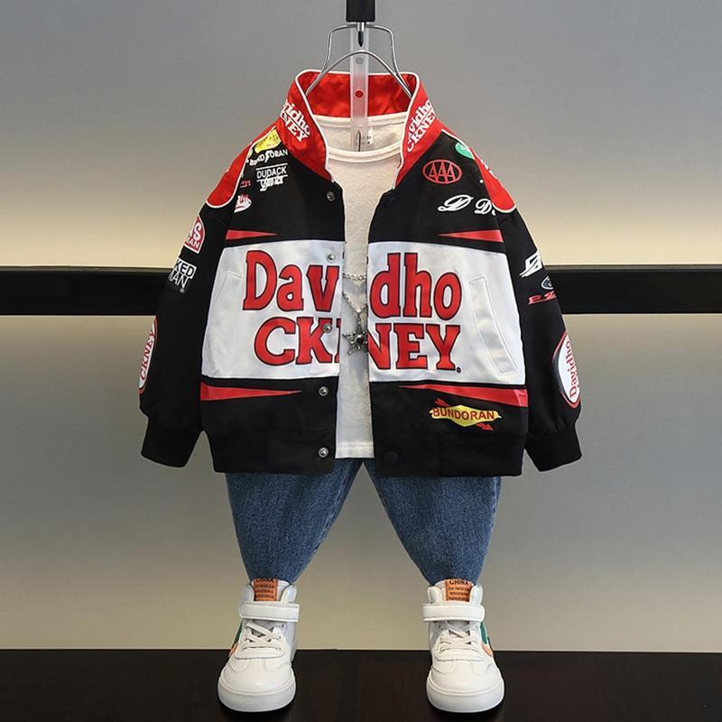 2024 새로운 소년 코트 봄과 가을 재킷 최고의 어린이 봄 옷 인터넷 인기있는  잘 생긴 바이커 옷