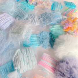 蓝色系手混线小样藏族脏鞭发绳头饰辅料DIY配件迷你线板