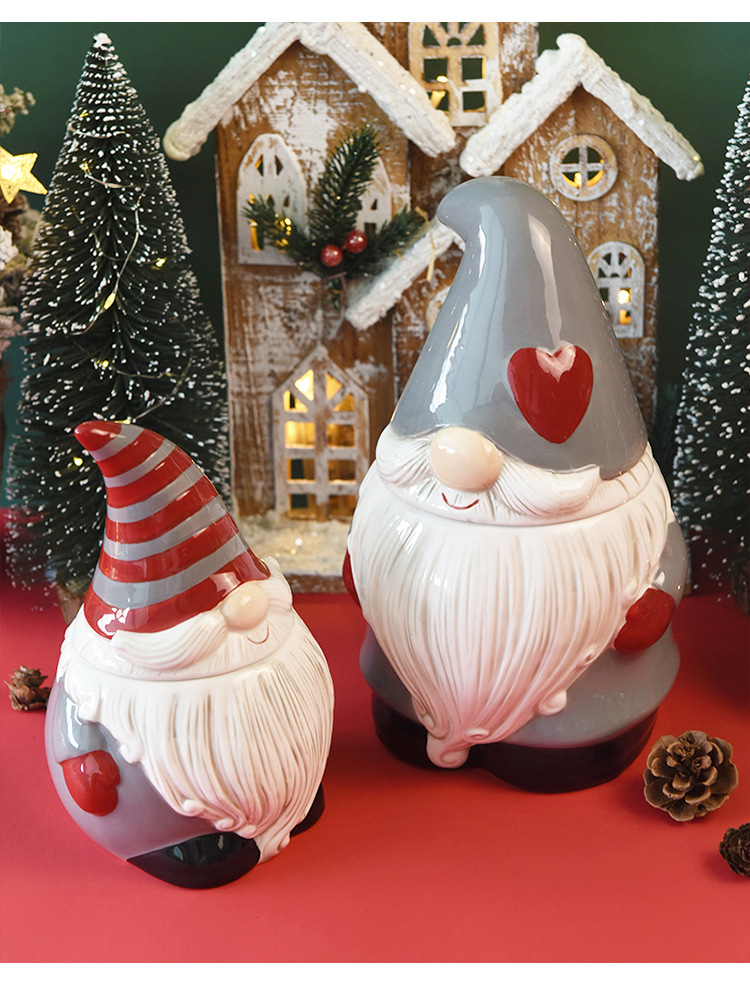 Santa Claus sealed jar creative ceramic jar large capacity household storage jar snack candied fruit storage jar_voghion.com