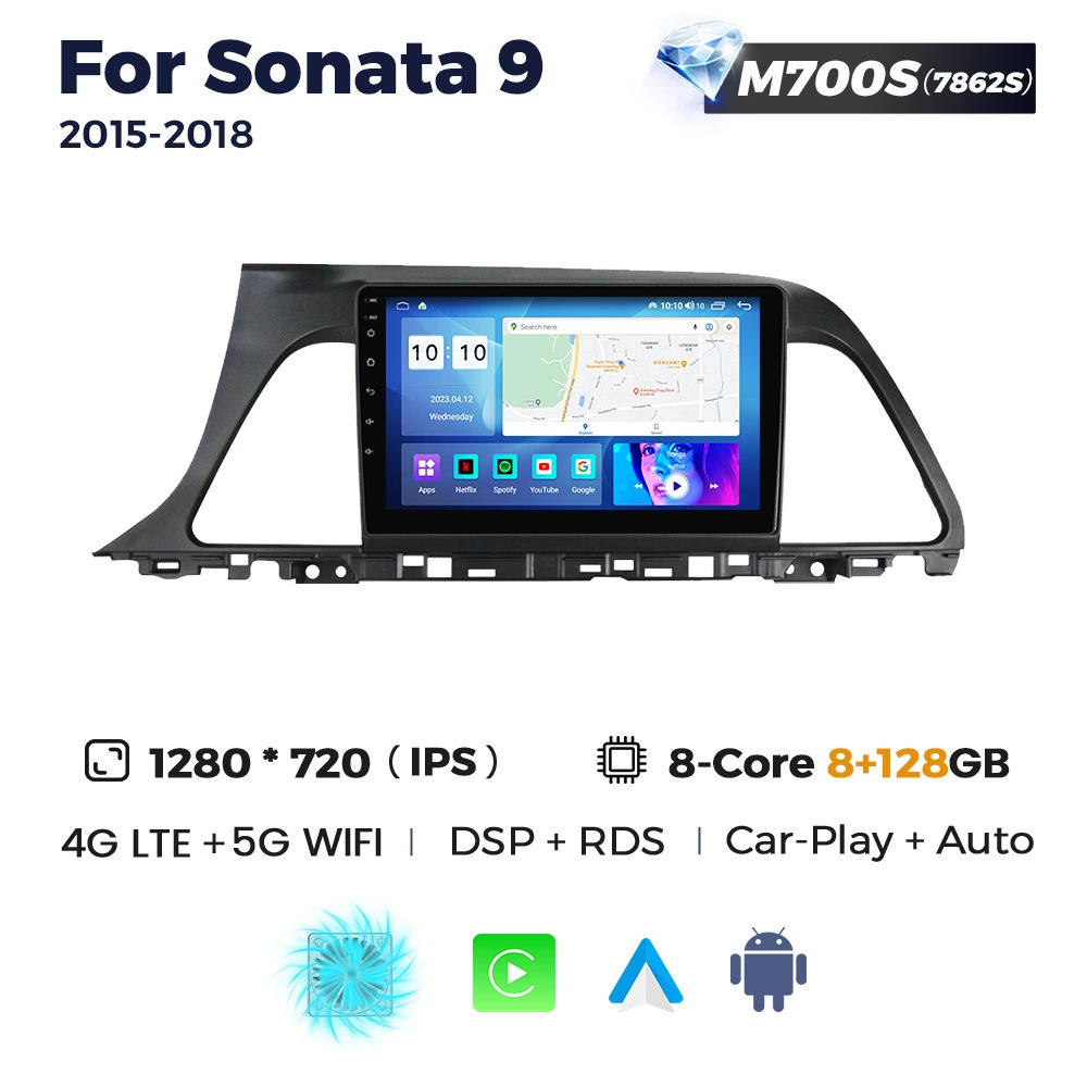 Подходит для Hyundai Sonata 9 15-18 навигация на Android с большим экраном, центральная панель 256Г