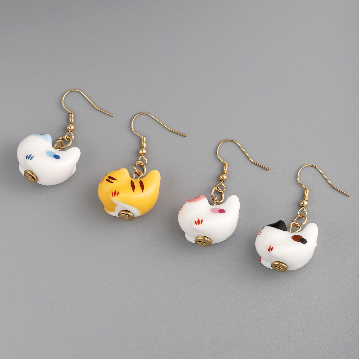 Drop Earrings Classification 1 Pair Quantity Daily Occasion Cute Cat Alloy Ceramics Stoving Varnish Women's Drop Earrings 1 Pair