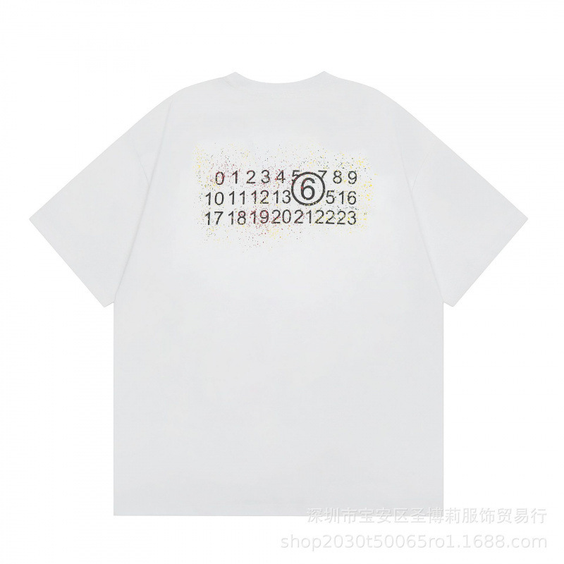 クロスボーダー メゾン マルジェラ マルジェラ デジタル プリント MM6 ピュアコットン 高品質 メンズ Tシャツ レディース 半袖 トレンド|undefined