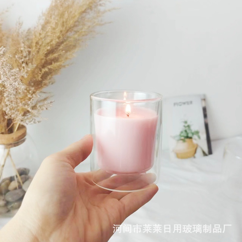 Silicone Simple Double-Layer Insulated Transparent Candle Jar Massage Essential Oil Container Anti-Scalding Hand Protection Aromatherapy Cup 120ml Sealed