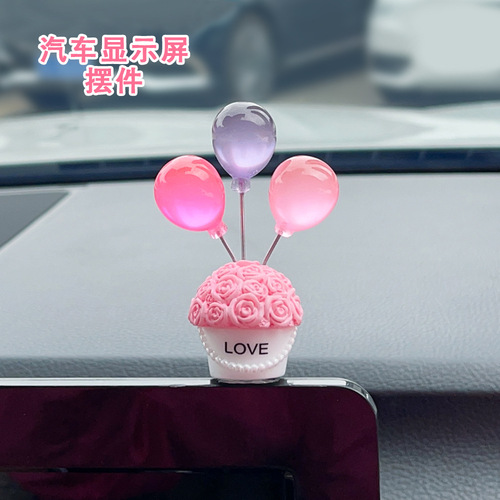 New Style Balloon Car Ornament Colorful Balloon Display Decorative Item Qixi Valentine's Day Gift Resin Craft