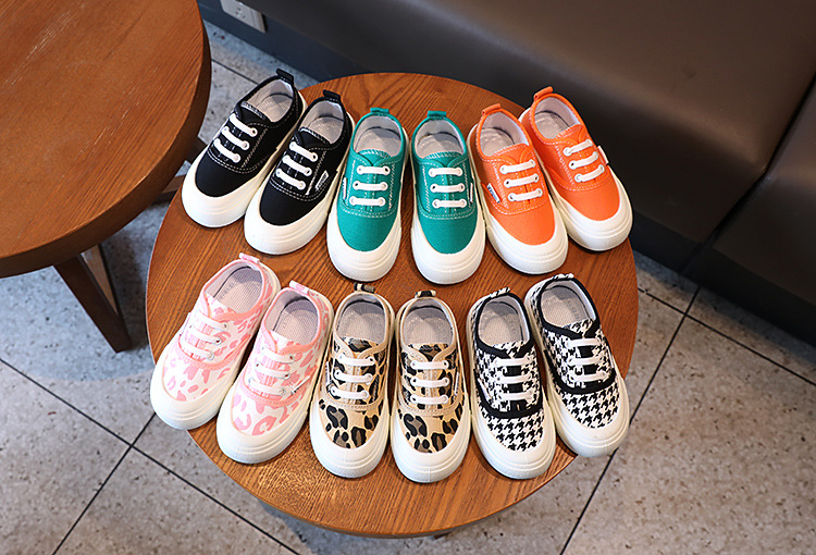 Children's Canvas Sneakers With Leopard Print For Girls_voghion.com