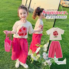 女童休闲套装夏季2025新款多巴胺儿童时髦夏装韩版女孩短袖两件套