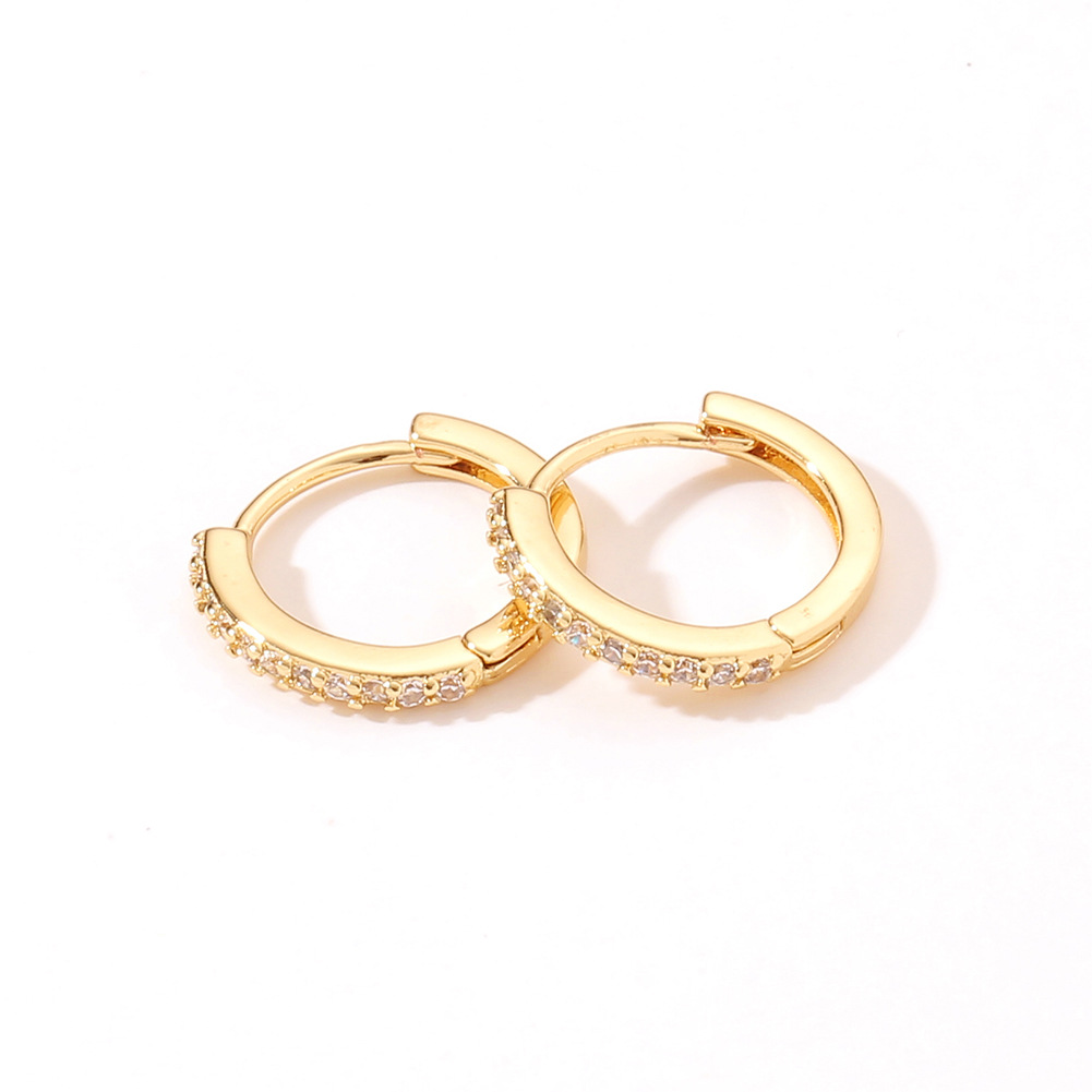 simple geometric inlaid zircon copper hoop earrings wholesale