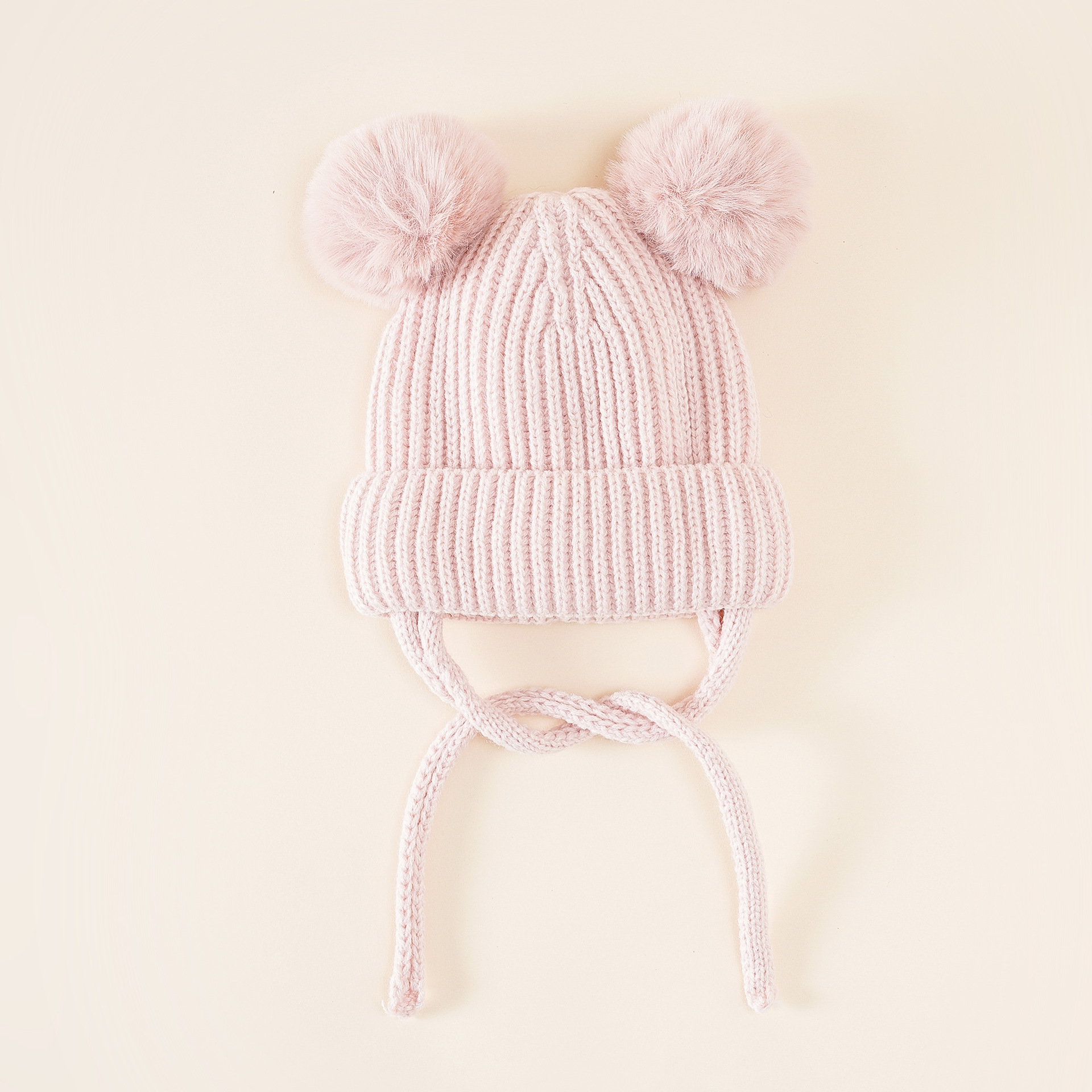 Sombrero de lana para niños Otoño e Invierno Bola de piel de punto protección para los oídos tapa de la cubierta de la cara felpa caliente sombrero de bebé de una sola capa image 3