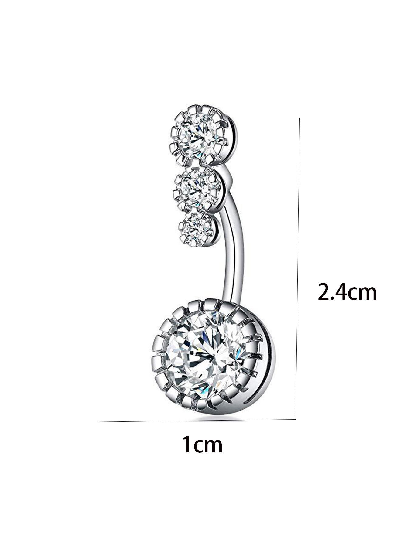 Piercing de nombril élégant en acier inoxydable avec diamant_voghion.com
