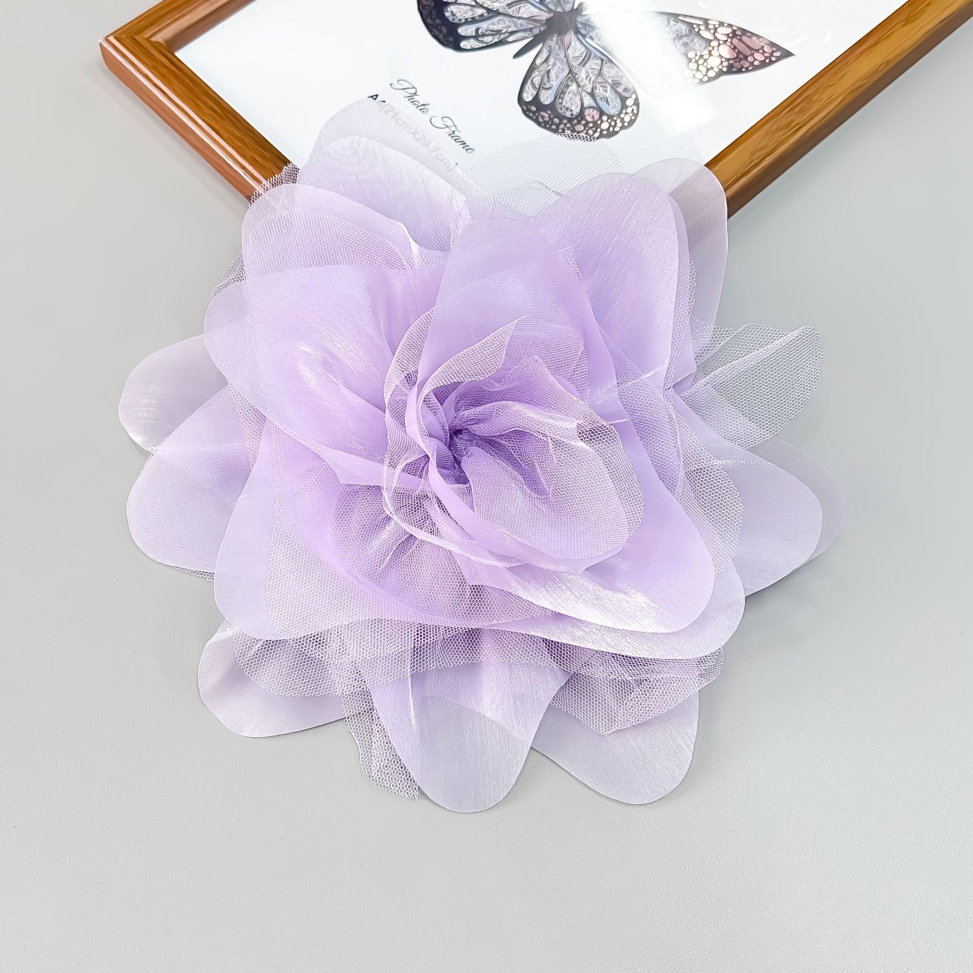 27cm hilo de malla plegada francesa gran flor flor hecha a mano accesorios de ropa accesorios de decoración broche accesorios al por mayor