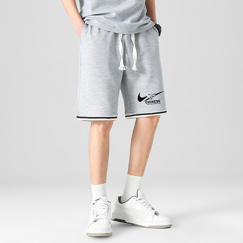 Al por mayor transfronterizo deportivo de ocio de verano de mangas cortas pantalones elásticos de cinco puntos de hombre de punto sueltos pantalones rectos image 14