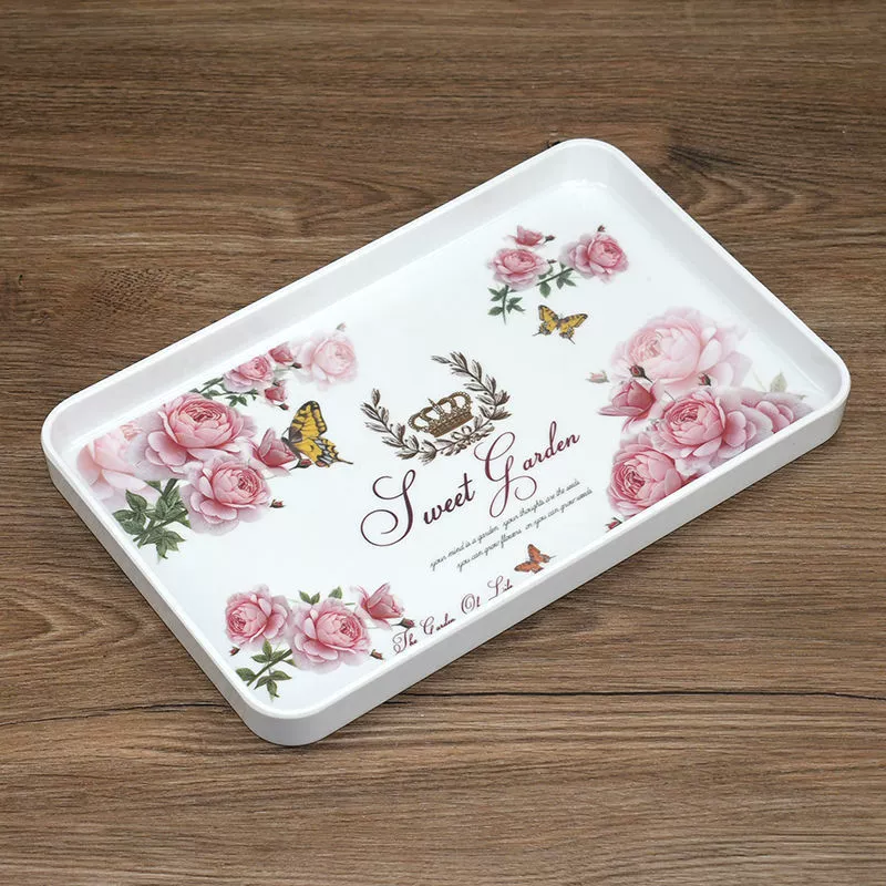 Европейский домашний поднос меламиновый утолщенный керамический чашка для воды поднос для чая прямоугольная гостиничная подставка для хранения