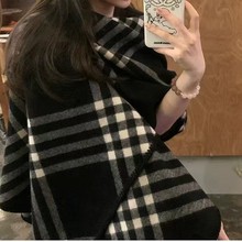 2025新款明星同款轻奢围巾女经典格纹仿羊绒保暖围脖秋冬百搭披肩