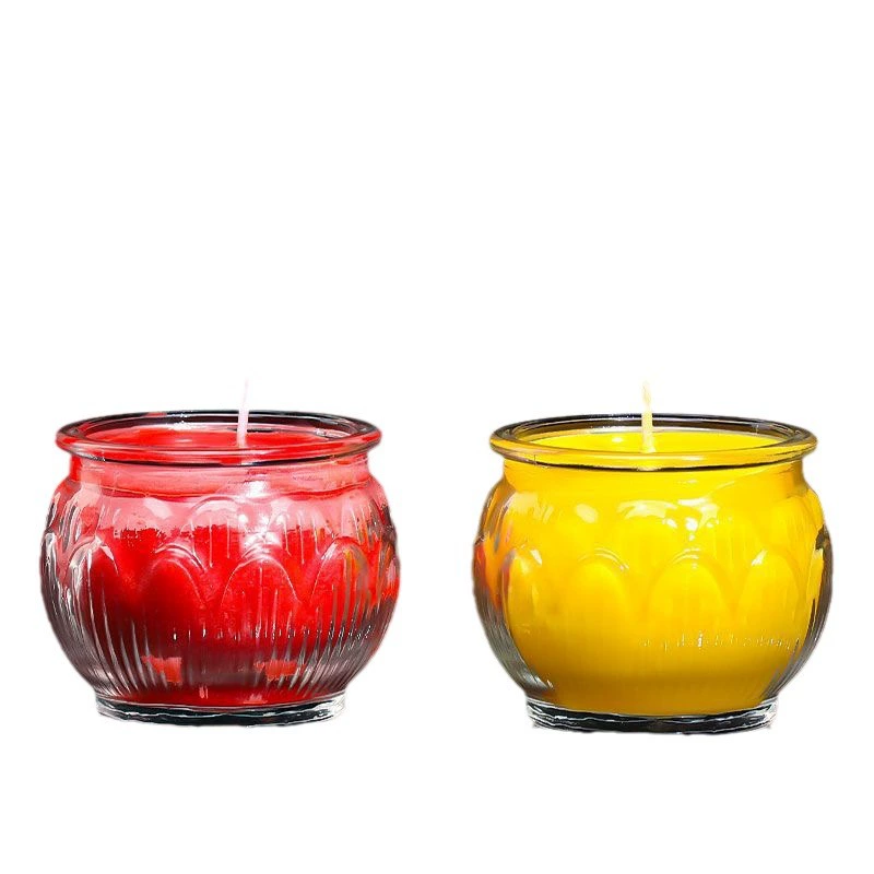 24-hour ghee oil lamp with flat mouth lotus ghee candle for Buddha temple home use natural plant ghee long-lasting lamp