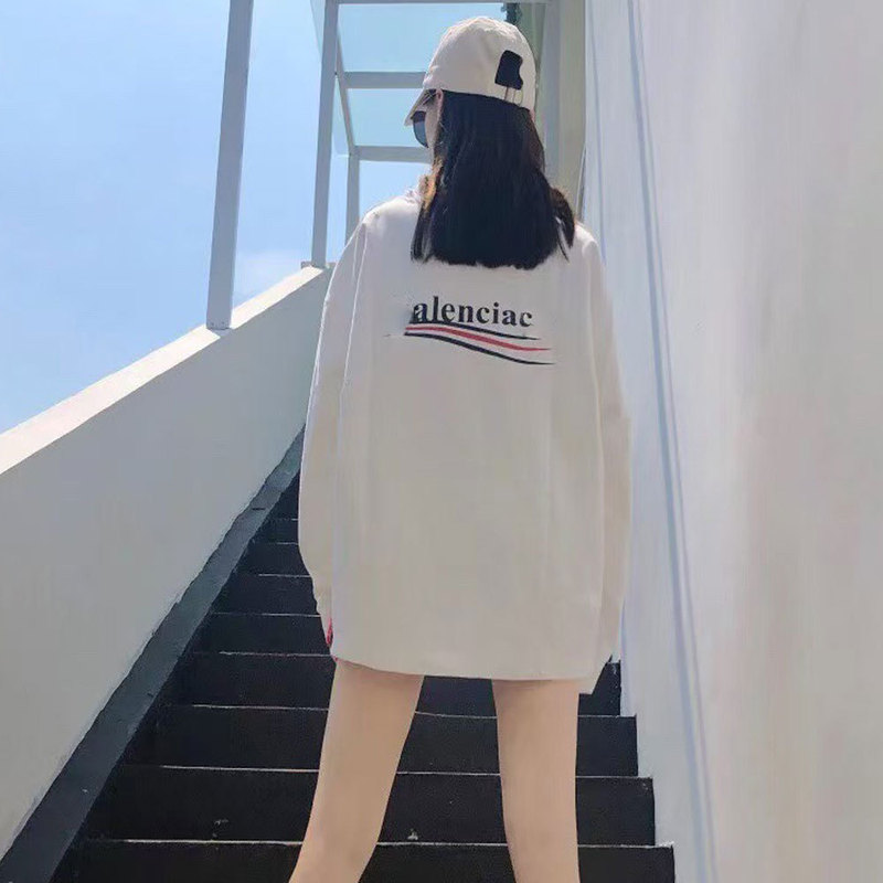High Version Paris Classic Cola Long-Sleeved T-Shirt Round Neck Bajia Classic T-Shirt Bottoming Shirt for Men and Women