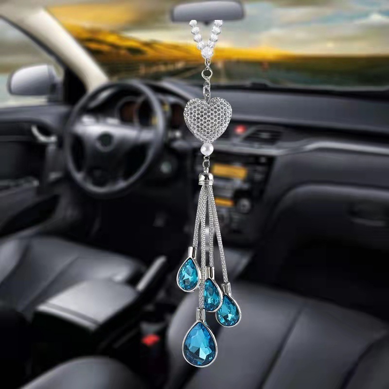 Coche colgante espejo retrovisor colgante coche cristal interior colgante aleación metal decorativo rhinestone transfronterizo Amazon image 6