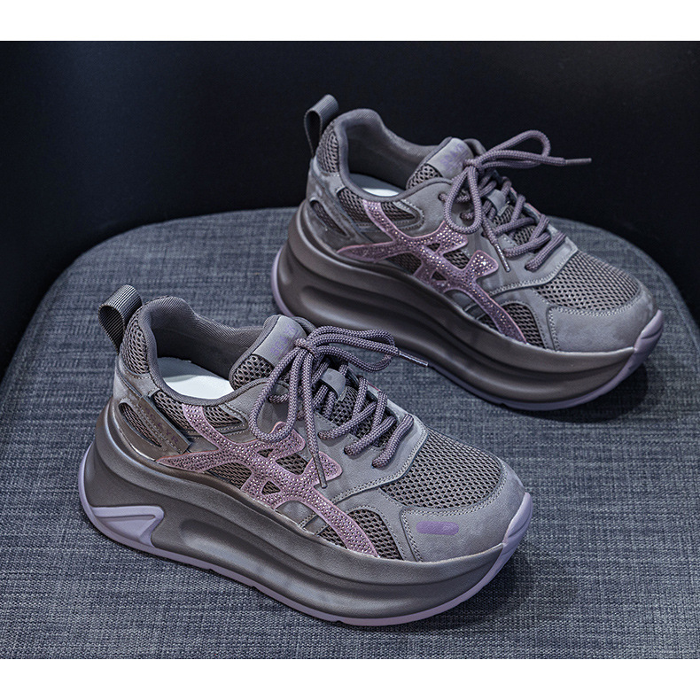 Giày sneaker nữ đế dày tăng chiều cao phong cách dad shoes mới thu 2026 — M2931 màu đen, M2931 màu nâu, M2931 màu xám chi tiết 23