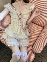 田园公主 夏季纯欲风甜美显瘦气质上衣蓬蓬半身裙