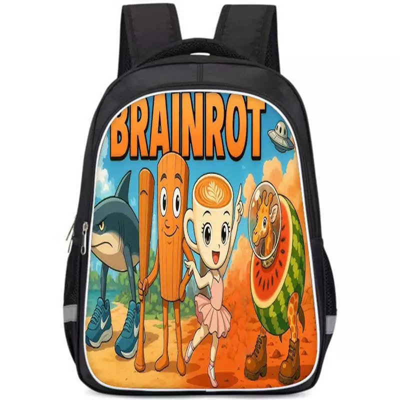 Деревянный рюкзак-карандаш БЛОКНОТ с принтом Brainrot, школьный рюкзак TRALALERO большой вместимости, школьник