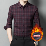 2025秋冬男透气衬衫中青年新品加厚保暖磨毛加绒时尚休闲格子代发