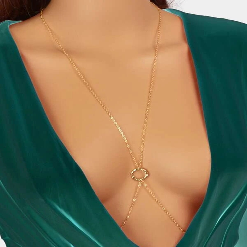European And American Hot Products Simple Metal Circle Body Chain Chest Bohemian Style Women's Body Chain