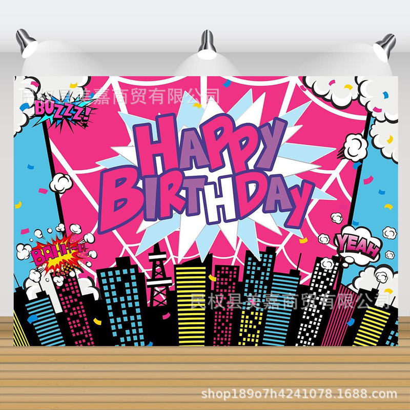 Amazon Pink City Hero Building Theme Girl Birthday Banner Background Celebration Party Photo Decoration Amazon Pink City Hero Building Theme Girl Birthday Banner Background Celebration Party Photo Decoration