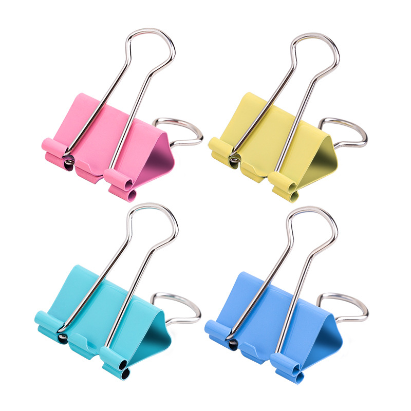 Clips de cola larga Deli 8551 de 50 mm, clips de cola larga de colores para uso en oficina, clips de cola larga de colores.