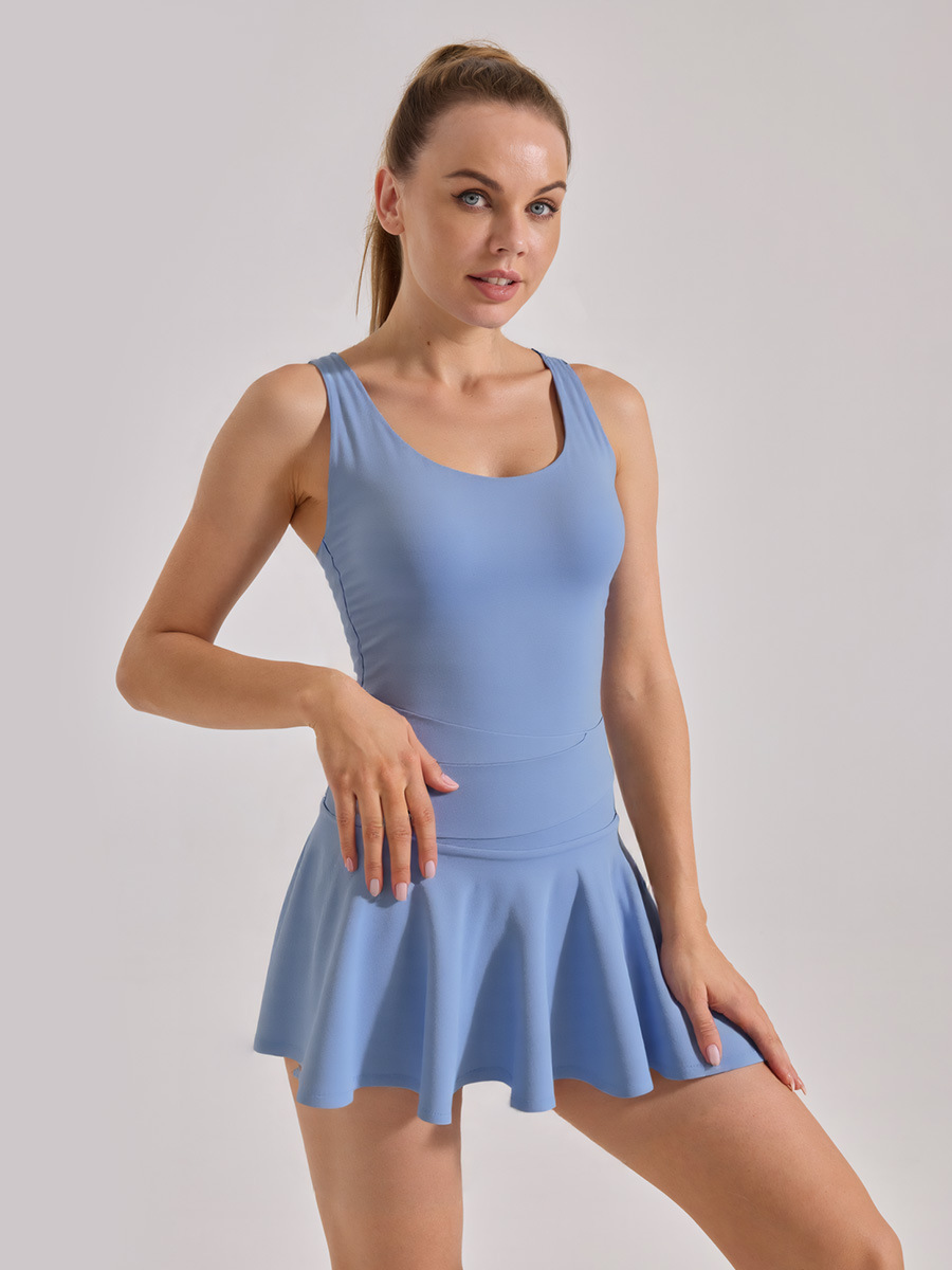 Vestido deportivo de verano de talla europea para mujer, de alta elasticidad, estilo nuevo, con sensación de segunda piel y antiexposición, para comercio transfronterizo.