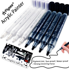 Cross-border black and white highlighter marker set Flysea ceramic art painting doodle white acrylic pen wholesale