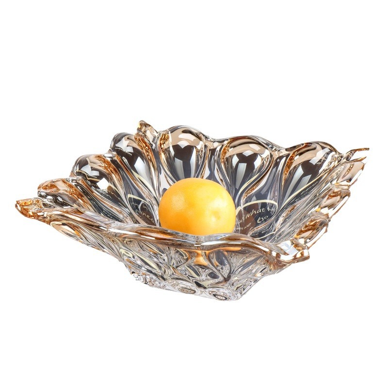 Frutero de cristal importado de la República Checa, frutero de estilo europeo, recipiente de cristal para frutas y aperitivos, frutero de color ámbar para frutas secas, estilo bohemio. image 6