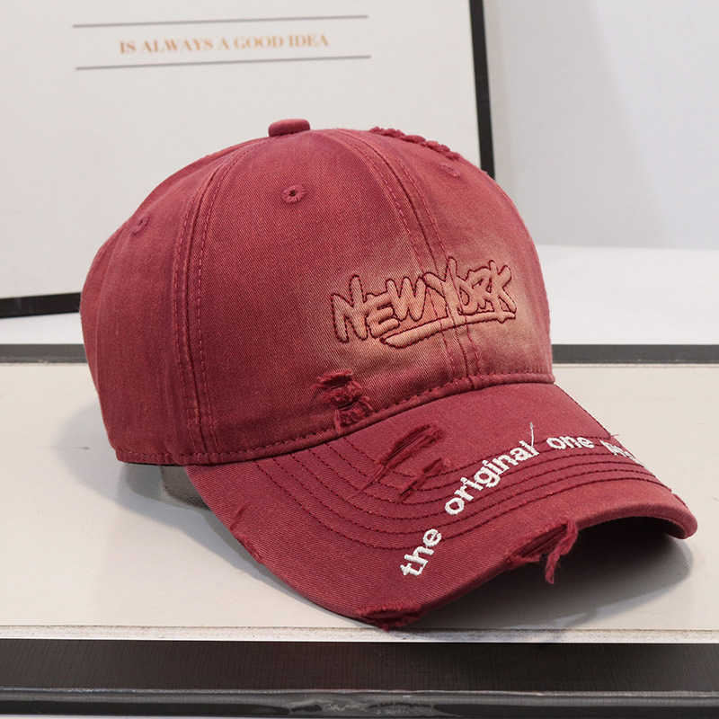 Nuevo agujero viejo bordado letras vaqueros sombrero de béisbol superior suave para hombres y mujeres primavera y verano casual gorra de la lengua sombrero