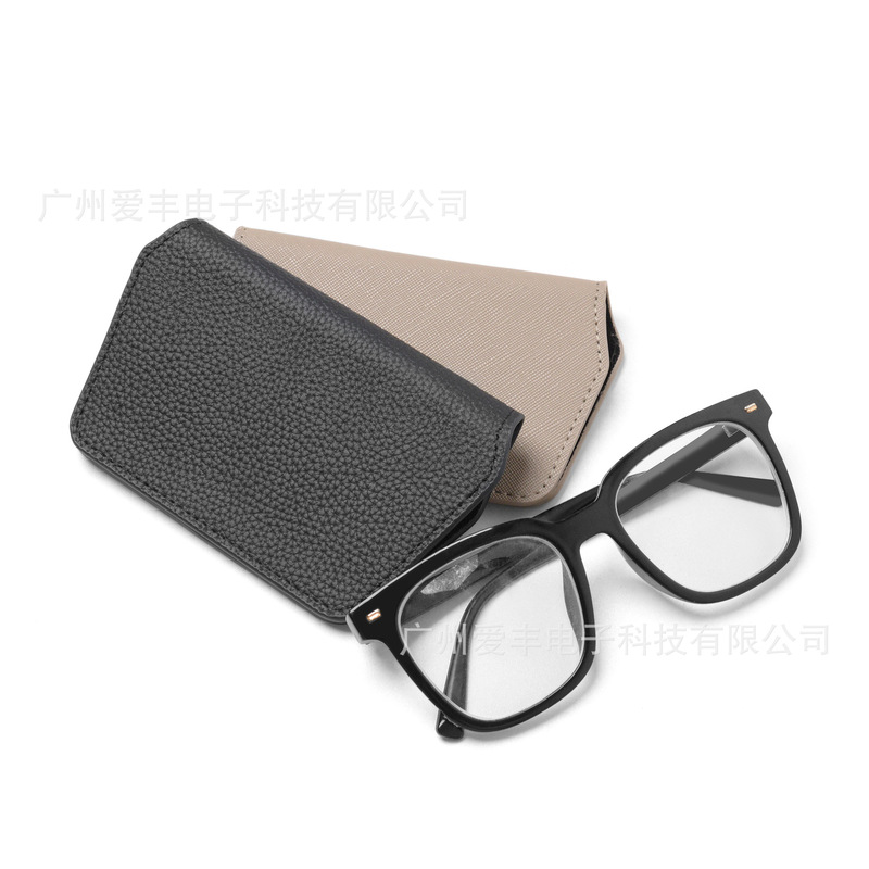 New Cross-Pattern Pu Leather Ultra-Thin Magnetic Glasses Clip, Portable and Customizable Sunglasses Holder Wholesale