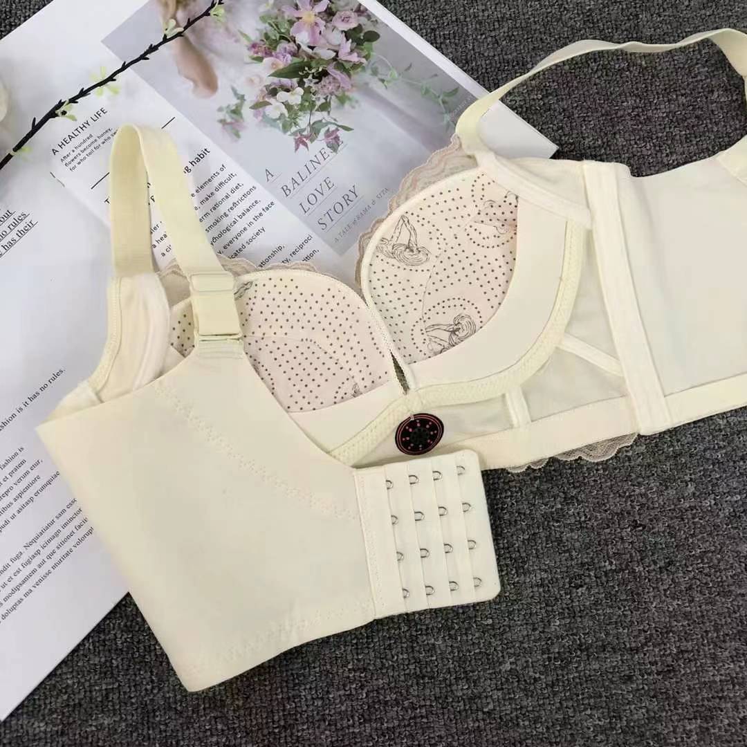 Nuevo sujetador de alta calidad de moda de encaje jacquard transpirable y cómodo ajuste lateral de pecho de botón múltiple ropa interior mujer