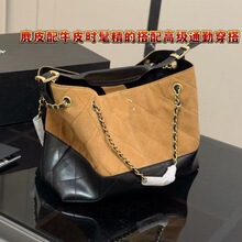 25a hobo包香奶奶双拼色麂皮hobo托特包tote包购物袋真皮女包横板