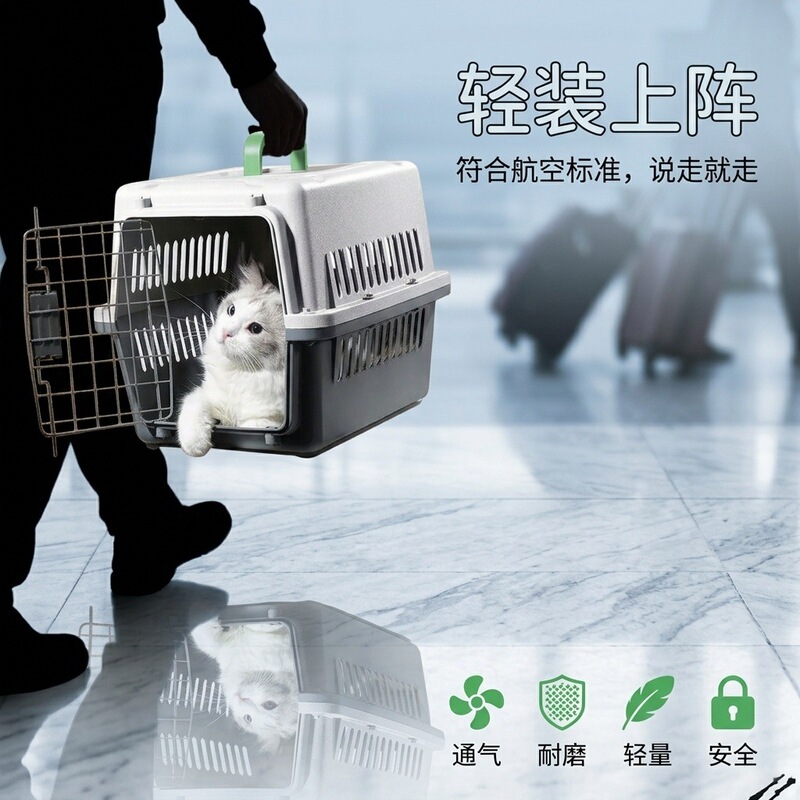 Pet Flight Box, Air China Cat Special Transportable Small Dog Car Box, Cat Cage, Outdoor Dog and Cat Flight Box