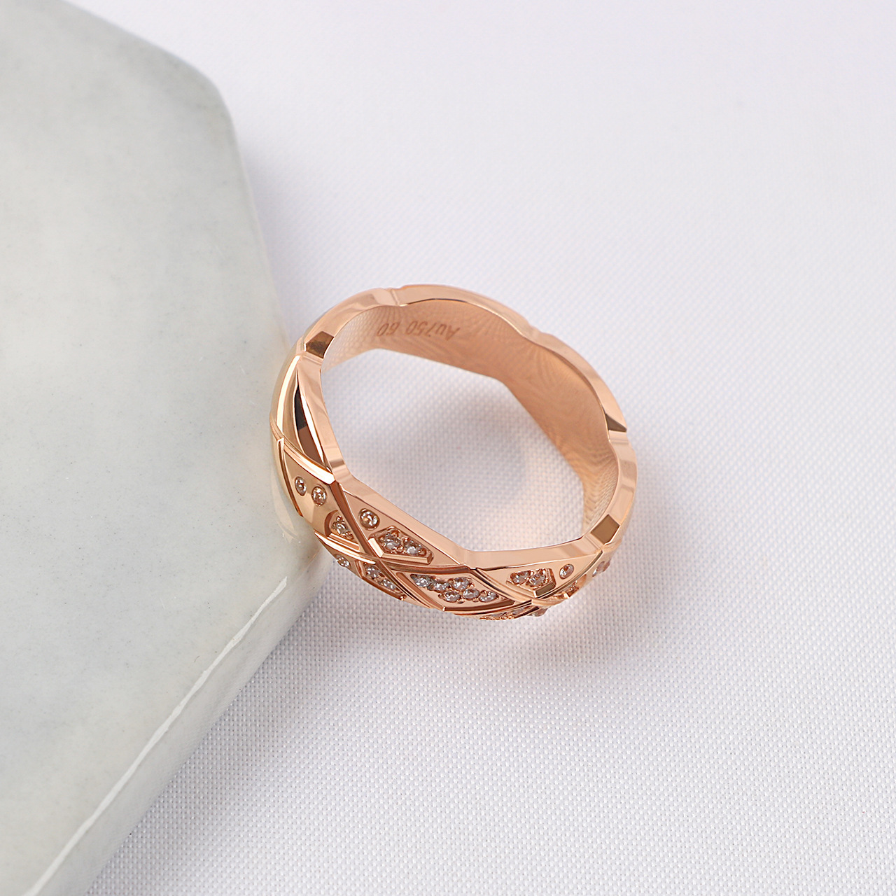 파인애플 반지 6mm 다이아몬드*로즈 컬러